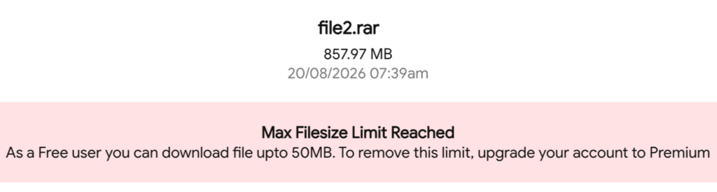 emload advertised 50mb free file size limit