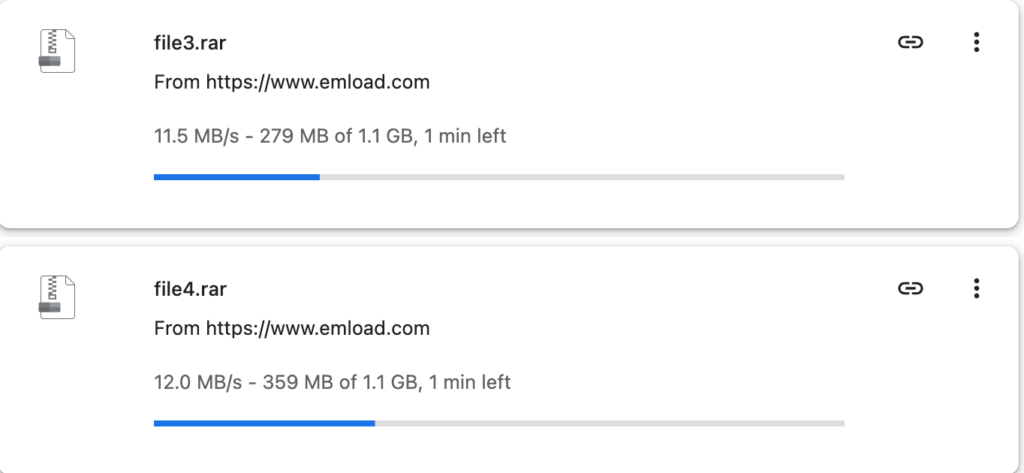 emload chrome 2 parallel downloads retest 23.5 MB/s